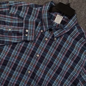 Brooks Brothers Shirt Mens 2XL Plaid‎ Regent Non-Iron Supima Cotton Button Down